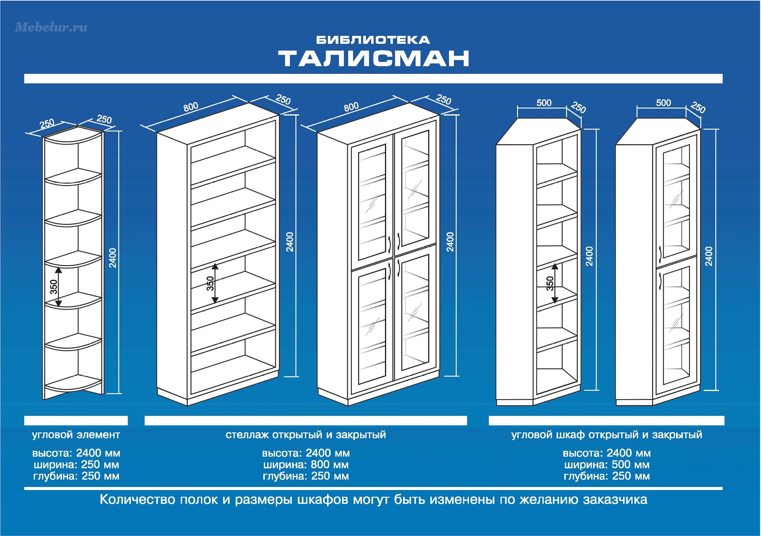 Талисман - книжный шкаф модульный - мечта-мебель.ру.